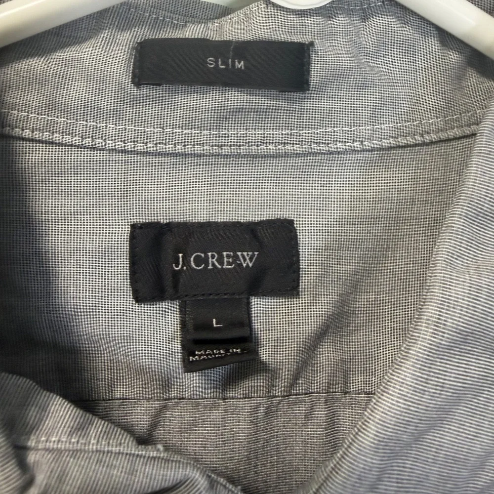 J Crew Mens Slim Fit Button Down Shirt Grey Cotton Large 31187 Business Office